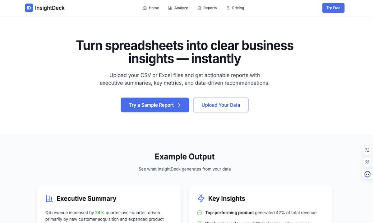 InsightDeck｜AI 数据分析与商业洞察工具